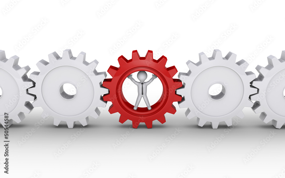 Businessman is part of machine