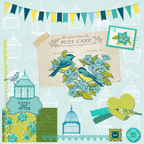 Birds and Birdcages Collection -for design or scrap -vector