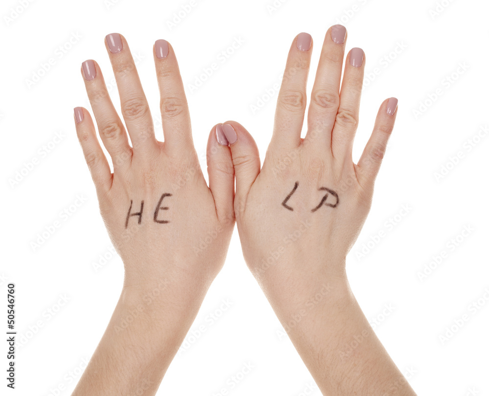 Obraz premium hands with help message