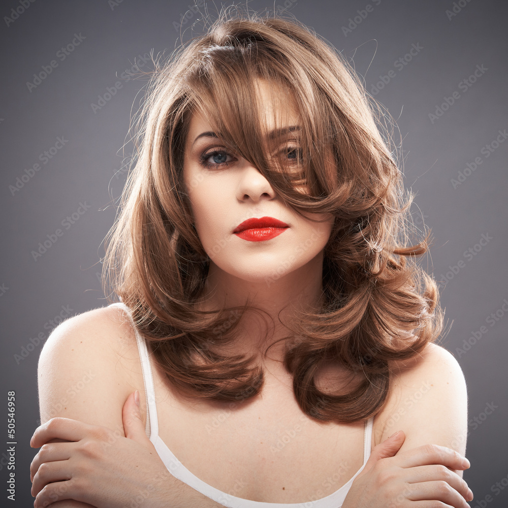 Fototapeta premium Woman portrait with curler hair
