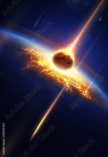 Fototapeta Naklejka Na Ścianę i Meble -  Earth in a  meteor shower