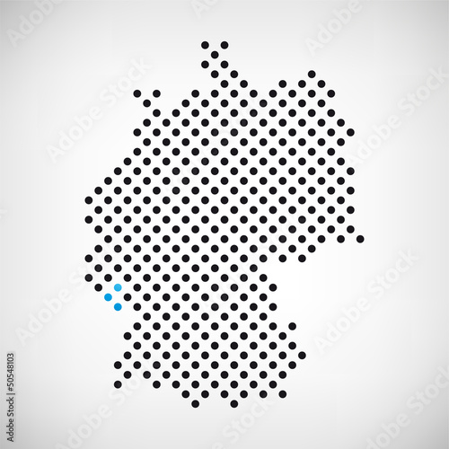 Saarland in Deutschland Karte punktiert