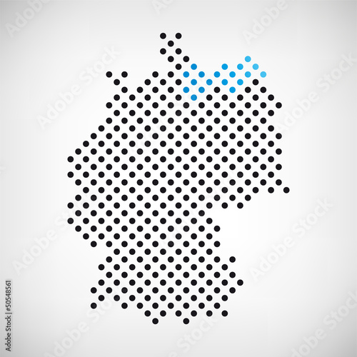 Mecklenburg-Vorpommern in Deutschland Karte punktiert