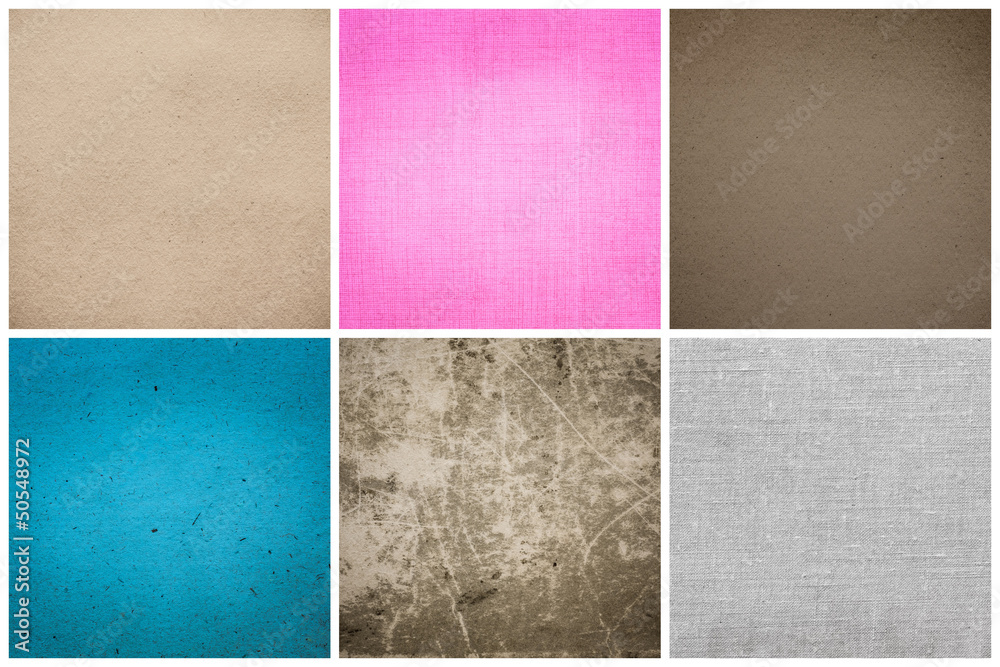 Fototapeta premium Old Vintage Papers Texture Set (Blue, Pink, Grey, Brown)