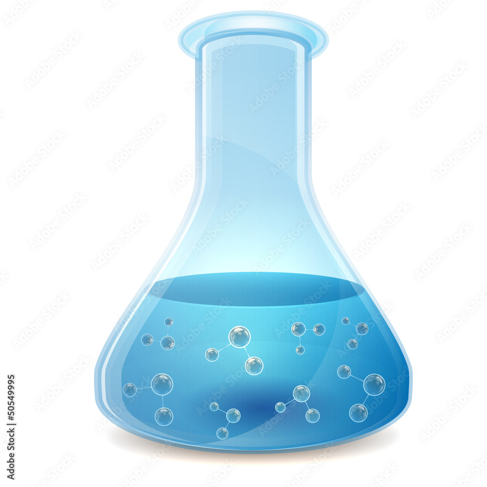 glass retort with a blue liquid glass retort with a blue liquid