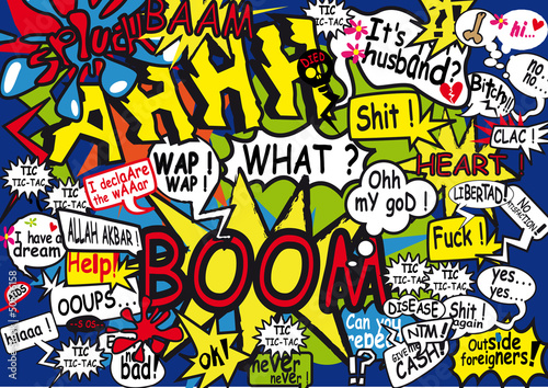 typo, bulle, rétro, bande dessinée, texte, language,