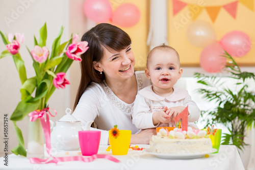 baby girl and mother celebr...
