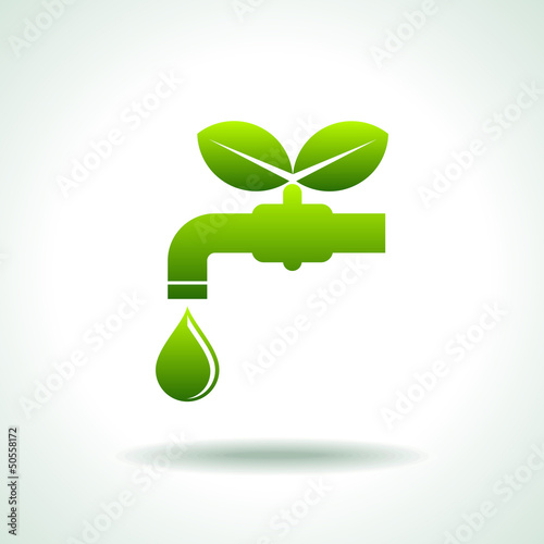 green Icon save environment and water concept