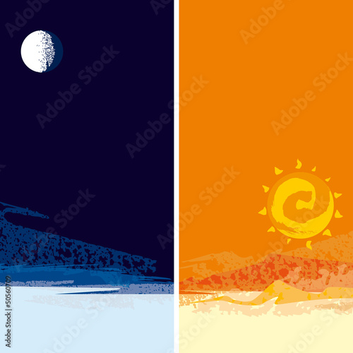 moon, sun