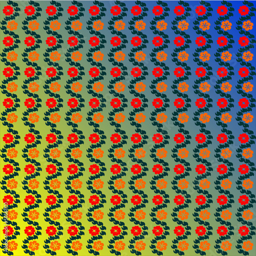 leafy petals with red and orange flowers