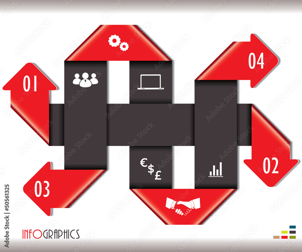 Modern arrows for Infographics template with numbers. Vector ill Modern arrows for Infographics template with numbers. Vector ill