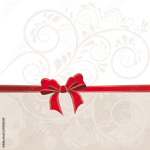Hintergrund aus Ornamenten und roter Schleife