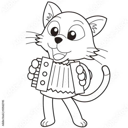 Cartoon Cat Playing an Accordion