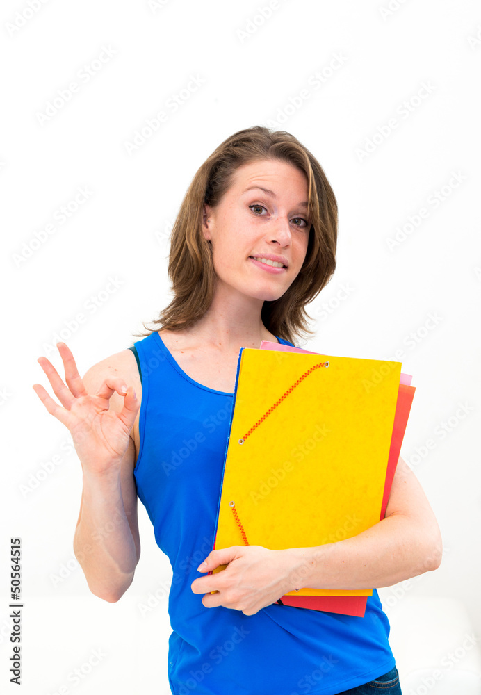 woman hold a folder woman hold a folder