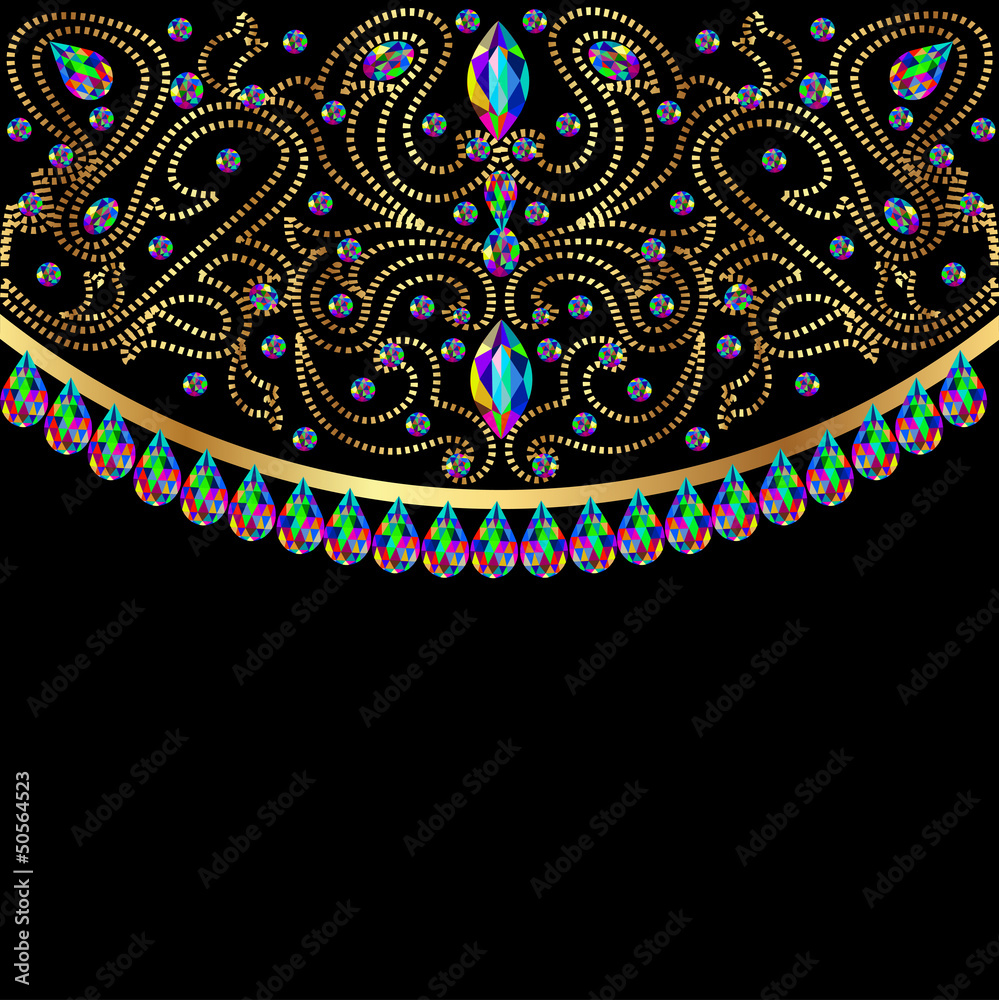 background with glass and geometric designs in gold