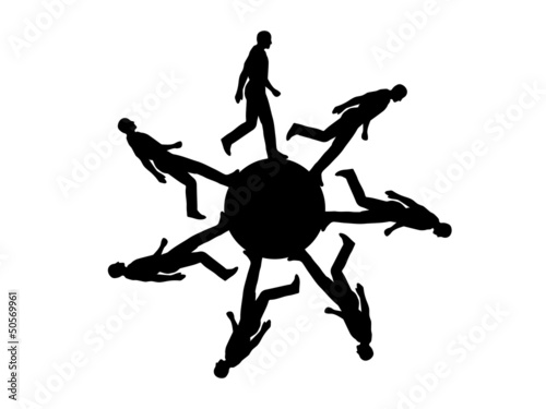 Walking on earth globe