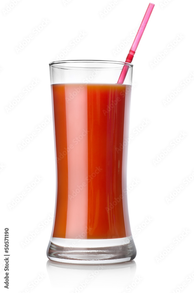 Tomato juice and straw Tomato juice and straw