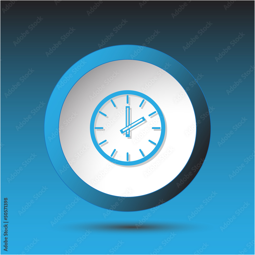 Clock. Plastic button. Vector illustration. Clock. Plastic button. Vector illustration.