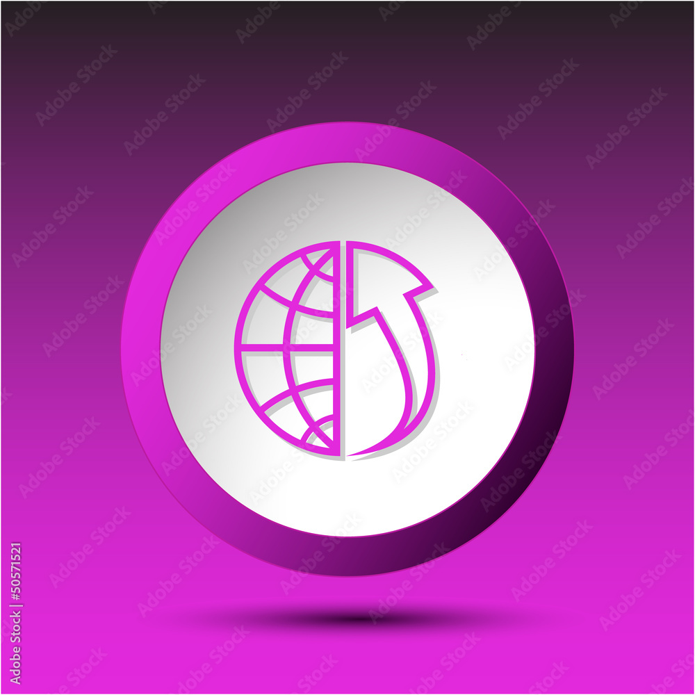 Globe and array up. Plastic button. Vector illustration. Globe and array up. Plastic button. Vector illustration.