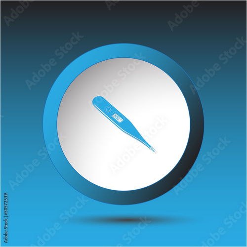 Thermometer. Shows 40 degrees Celsius. Plastic button. Vector il