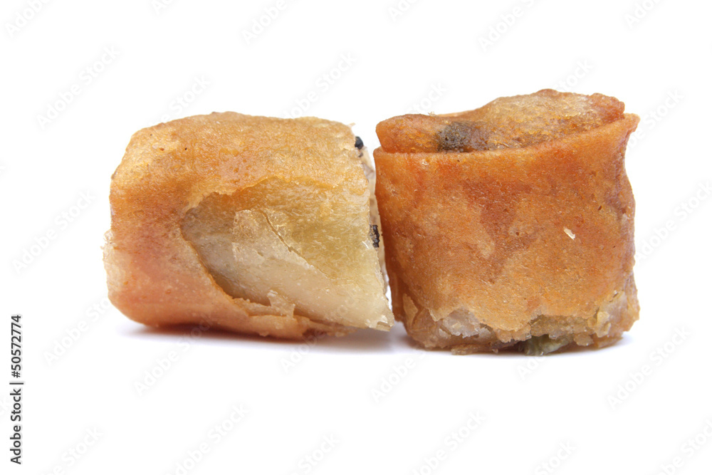Chinese spring rolls isolated on white background