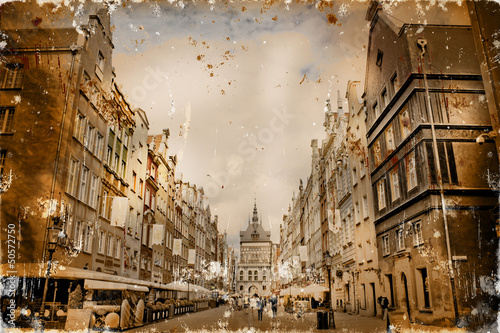 Aged textured photo with Italian cities photo