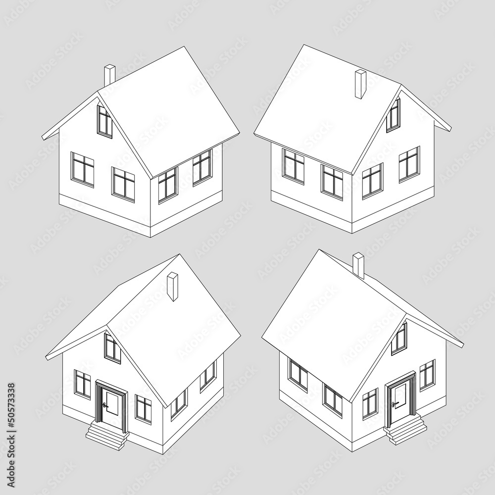 house project vector black and white sketch
