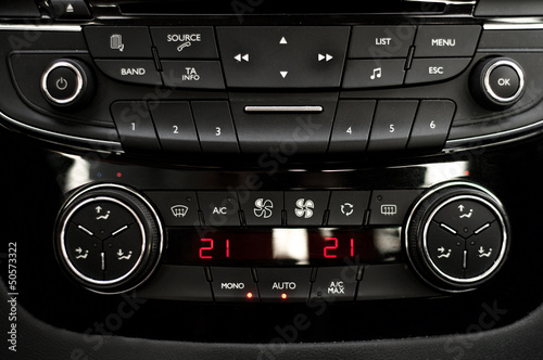 Main dashboard of an autovehicle, interior-central view photo