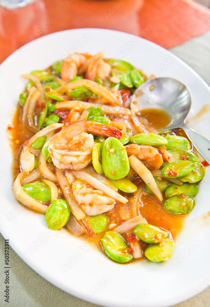 fried spicy Stink Beans with Shrimp fried spicy Stink Beans with Shrimp