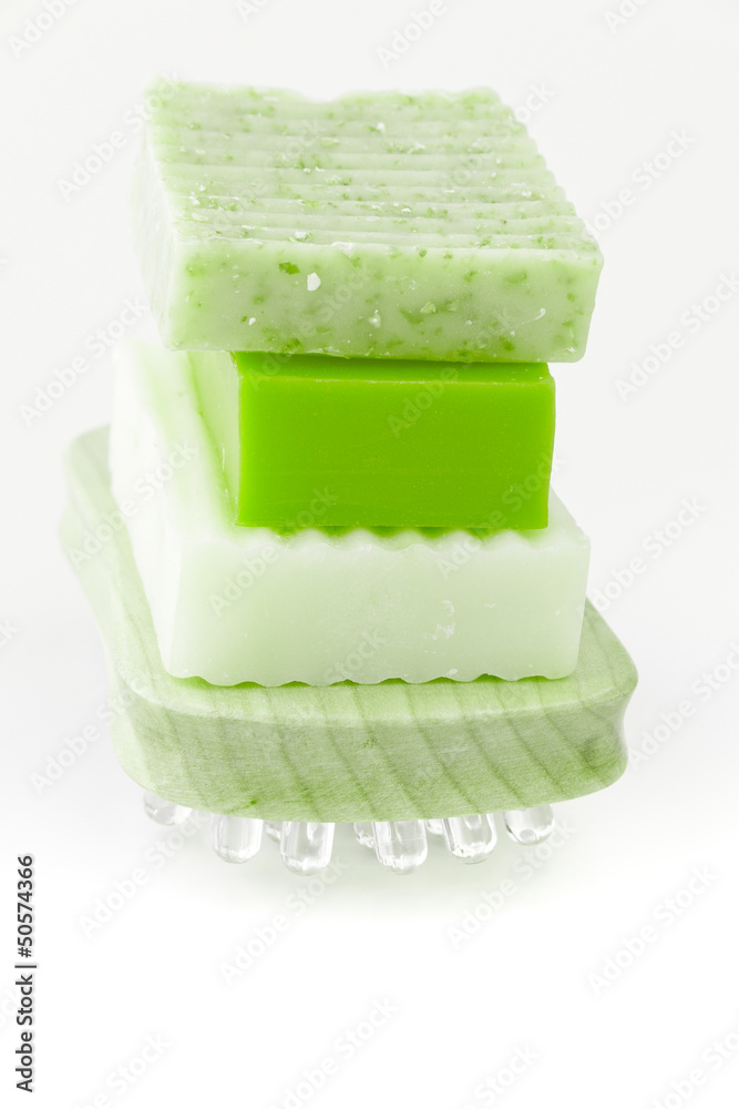 Natural handmade soap in green for spa Natural handmade soap in green for spa