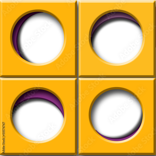 Set orange square with circular window