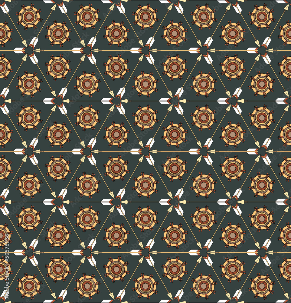 seamless pattern with arrows and ethnic symbols