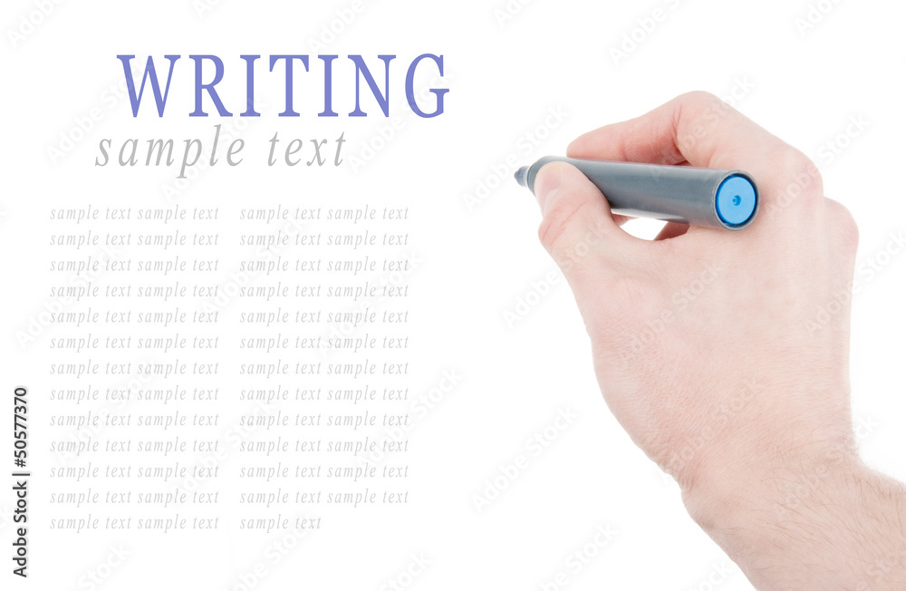 Hand writing by felt tip pen isolated on white Hand writing by felt tip pen isolated on white