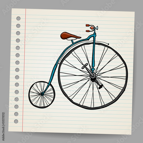 Quadro su tela Doodle old bicycle vector illustration
