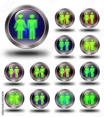 Women & Men glossy icons, crazy colors