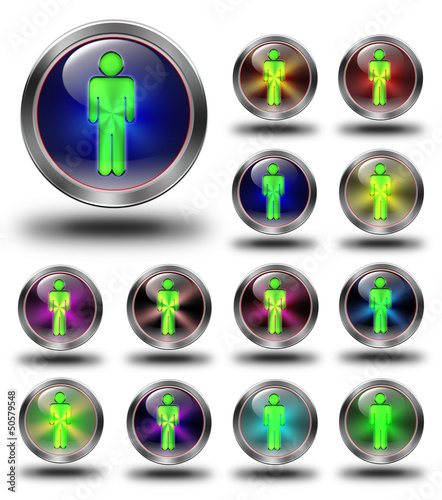 Men glossy icons, crazy colors
