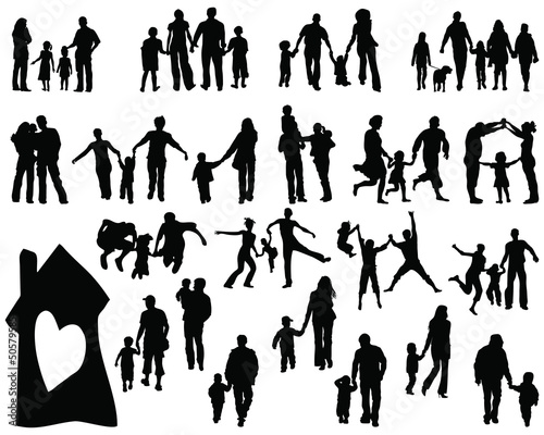 Silhouettes of families-vector