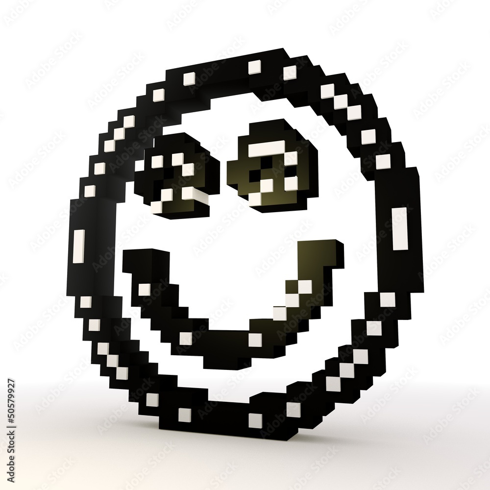 Fototapeta premium New pixel smile symbol in a stylish white background