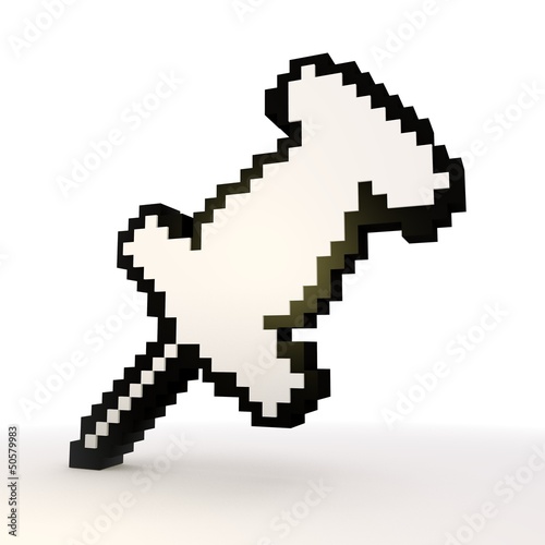 Pixel pin symbol in a stylish white background