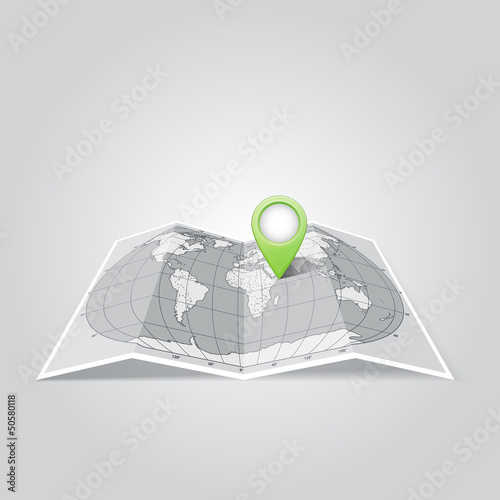 World map with Map Pins Pointer Icons.