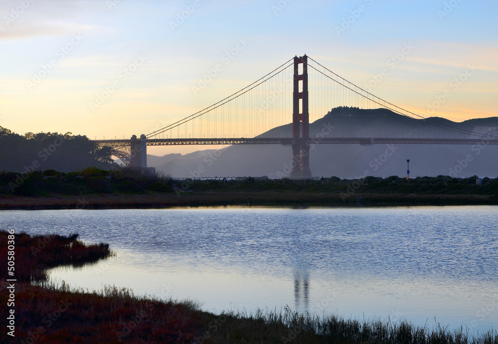 The Golden Gate Bridge and Wetlands at Crissy Field