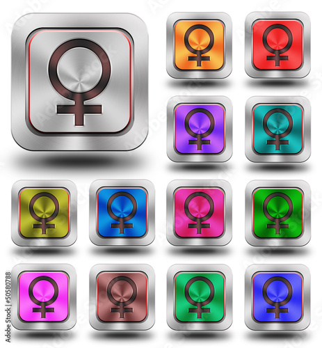 Female aluminum glossy icons, crazy colors