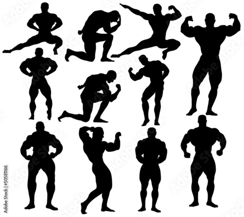 Vector bodybuilding silhouettes