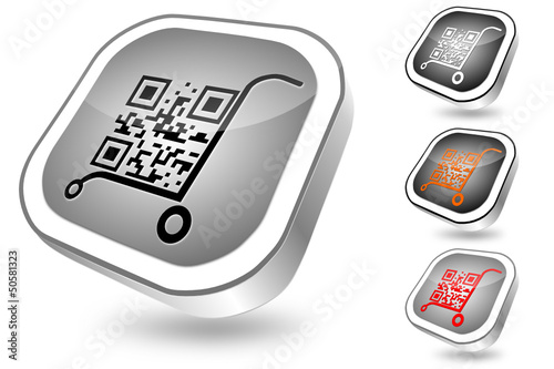 QR-code, vector button set 2, chrome