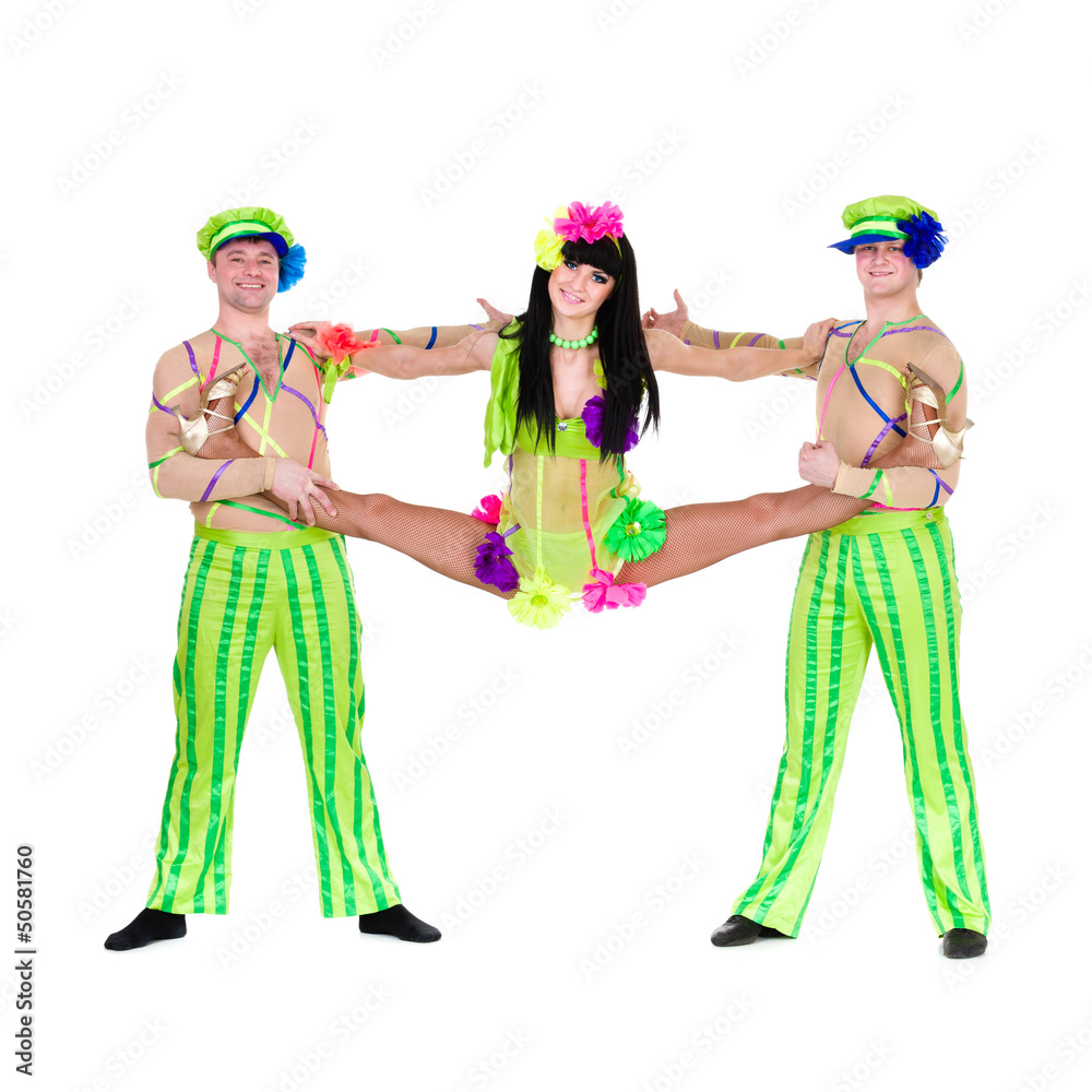 Fototapeta premium acrobat carnival dancers doing splits