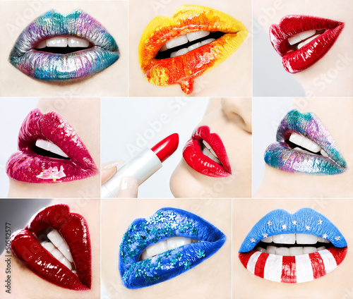 Foto A set of beautifully made-up lips