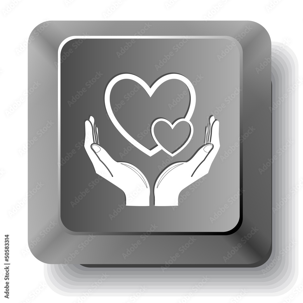 love in hands. Vector computer key. love in hands. Vector computer key.