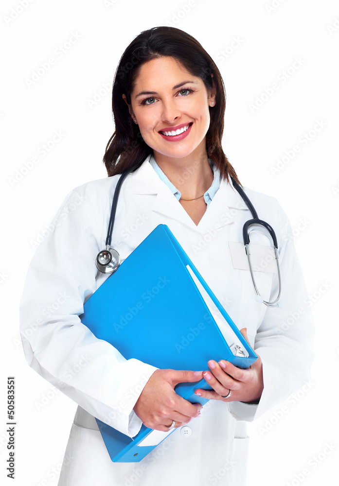 Smiling medical doctor woman with stethoscope. Smiling medical doctor woman with stethoscope.
