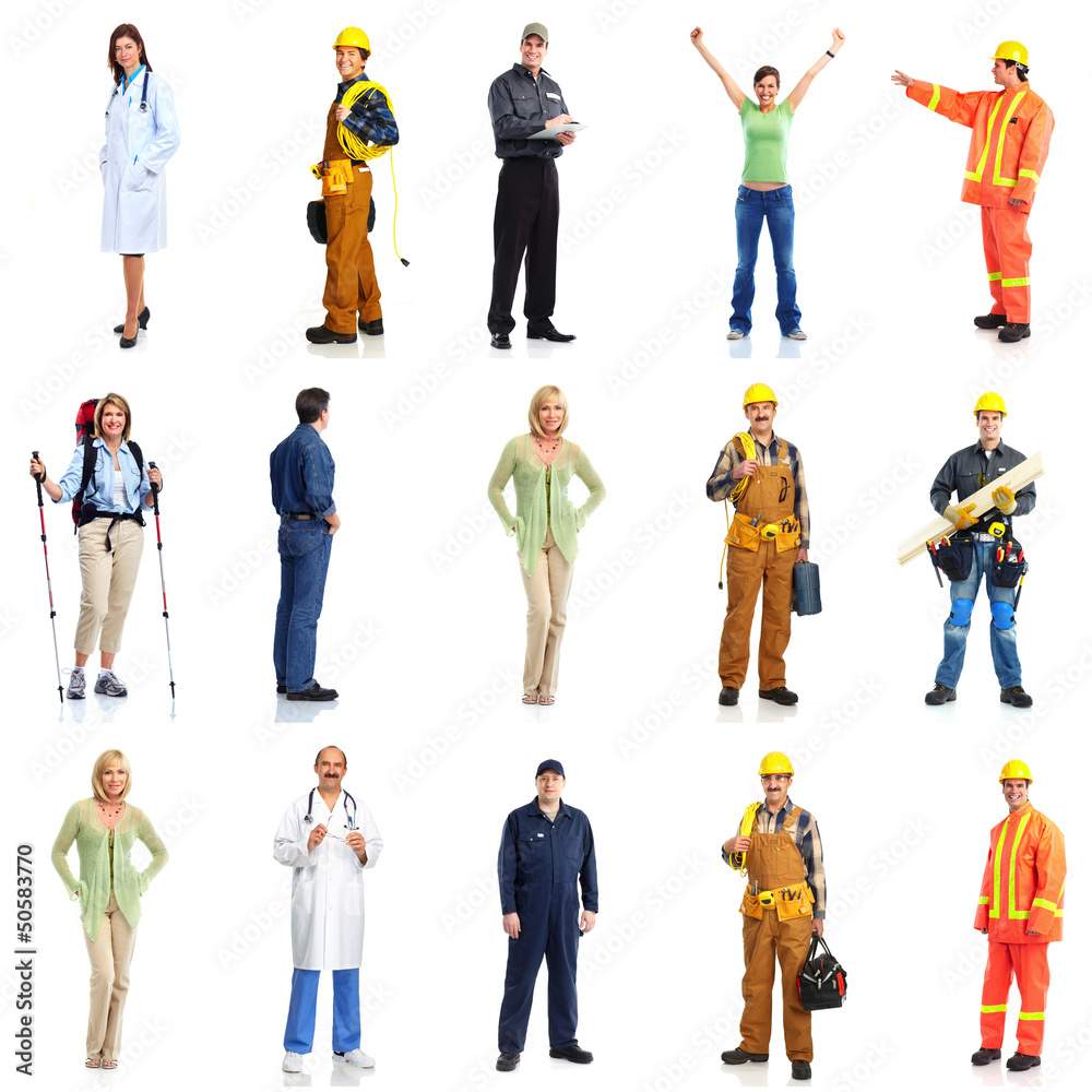 Fototapeta premium Group of workers people set.