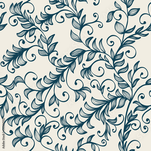 Beautiful seamless hand drawn background with branches
